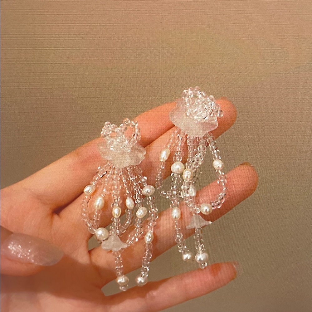 Elegant Pearl and Crystal Drop Earrings